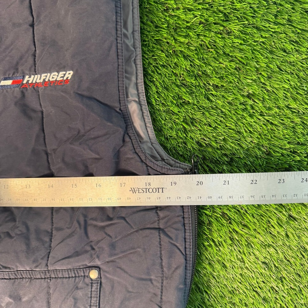 Tommy Hilfiger Athletics Vintage Navy Blue Quarter Zip Side Zip Puffer Vest M - Picture 5 of 7